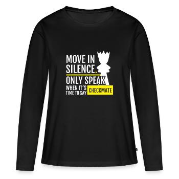 Move In Silence - Frauen Premium Bio Langarmshirt - Schwarz - Vorne - Julia (174cm)