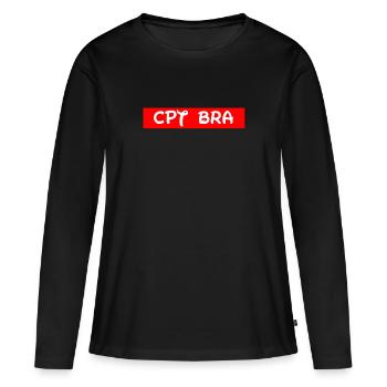Capitaine Bra / Capitaine Bra - T-shirt manches longues Premium bio Femme - noir - Devant - Julia (174cm)
