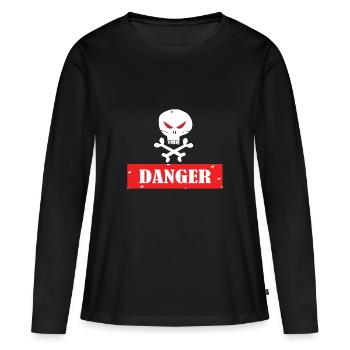 Attention - T-shirt manches longues Premium bio Femme - noir - Devant - Julia (174cm)