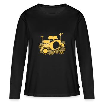 Batterie Percussion Percussion - T-shirt manches longues Premium bio Femme - noir - Devant - Julia (174cm)