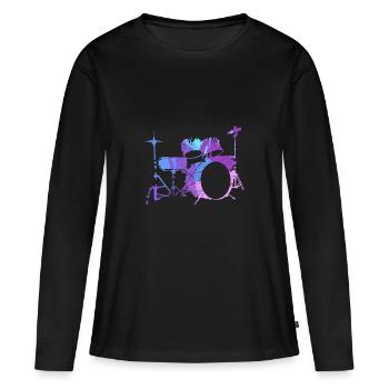 Batterie Percussion Percussion - T-shirt manches longues Premium bio Femme - noir - Devant - Julia (174cm)
