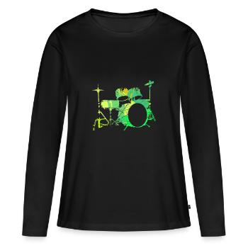 Batterie Percussion Percussion - T-shirt manches longues Premium bio Femme - noir - Devant - Julia (174cm)