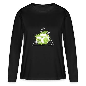 Batterie Percussion Percussion - T-shirt manches longues Premium bio Femme - noir - Devant - Julia (174cm)
