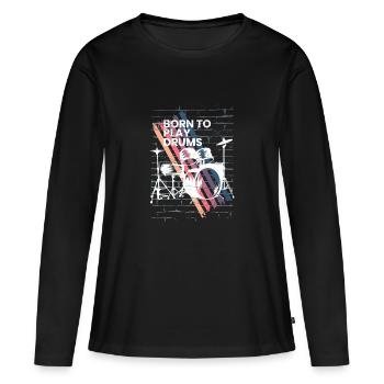 Batterie Cadeau Batteur Percussions - T-shirt manches longues Premium bio Femme - noir - Devant - Julia (174cm)