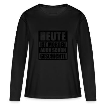 Geschichte - Frauen Premium Bio Langarmshirt - Schwarz - Vorne - Julia (174cm)