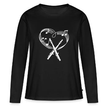 Piccolo - Piccolo T-shirt - Piccoloist - Coeur - T-shirt manches longues Premium bio Femme - noir - Devant - Julia (174cm)