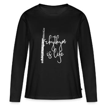 Piccolo - Piccolo T-shirt - Piccoloist - Rythme - T-shirt manches longues Premium bio Femme - noir - Devant - Julia (174cm)