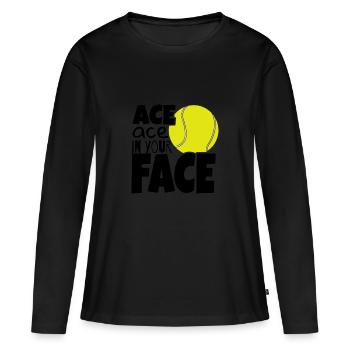 Cadeau de balle de balle de tennis balle de tennis - T-shirt manches longues Premium bio Femme - noir - Devant - Julia (174cm)