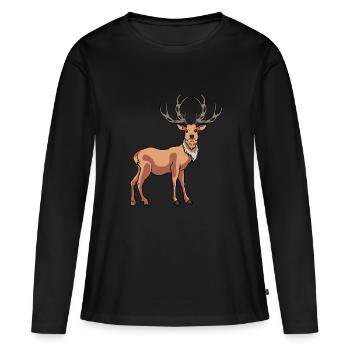 Epischer Hirsch Rotwild Geweih Wild - Frauen Premium Bio Langarmshirt - Schwarz - Vorne - Julia (174cm)