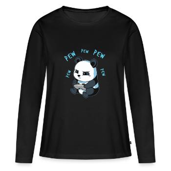 Gaming Panda Video Game Computer Console Gift - Women's Premium Organic Long Sleeve Shirt - black - Front - Julia (174cm)