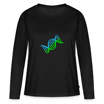 DNA DNA Strand Logo Coloré Vert Bleu - T-shirt manches longues Premium bio Femme - noir - Devant - Julia (174cm)