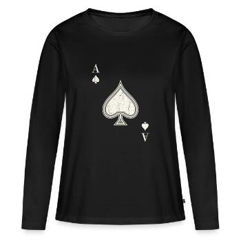 As de pique - T-shirt manches longues Premium bio Femme - noir - Devant - Julia (174cm)