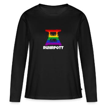 Ruhrpott Rainbow Flag - Women's Premium Organic Long Sleeve Shirt - black - Front - Julia (174cm)