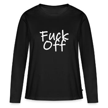 Fuck off - T-shirt manches longues Premium bio Femme - noir - Devant - Julia (174cm)