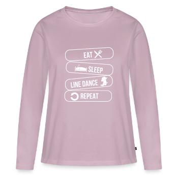 Linedance - Linedancer - Country - Essen Schlafen - Frauen Premium Bio Langarmshirt - Altrosa - Vorne - Julia (174cm)