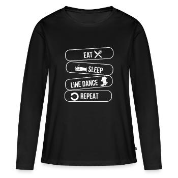 Linedance - Linedancer - Country - Nourriture Sommeil - T-shirt manches longues Premium bio Femme - noir - Devant - Julia (174cm)