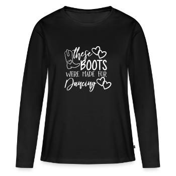 Linedance - Linedancer - Bottes Cowboy Pays - T-shirt manches longues Premium bio Femme - noir - Devant - Julia (174cm)