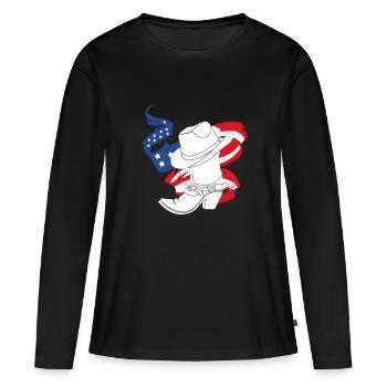 Linedance - Linedancer - Bottes Cowboy Pays - T-shirt manches longues Premium bio Femme - noir - Devant - Julia (174cm)