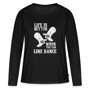 Linedance - Linedancer - Country - Life - Say - T-shirt manches longues Premium bio Femme - noir - Devant - Julia (174cm)