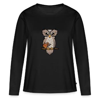 Owl owl barn owl bag gift - Women's Premium Organic Long Sleeve Shirt - black - Front - Julia (174cm)