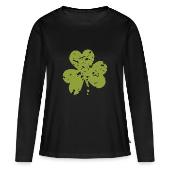 QUATRE FEUILLES DE TRÈFLE-FOUR-LEAF CLOVER - T-shirt manches longues Premium bio Femme - noir - Devant - Julia (174cm)