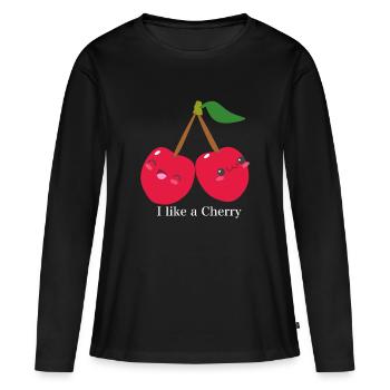 Cherry cherry tree fruit fruit love gift love - Women's Premium Organic Long Sleeve Shirt - black - Front - Julia (174cm)