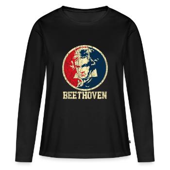Beethoven - T-shirt manches longues Premium bio Femme - noir - Devant - Julia (174cm)