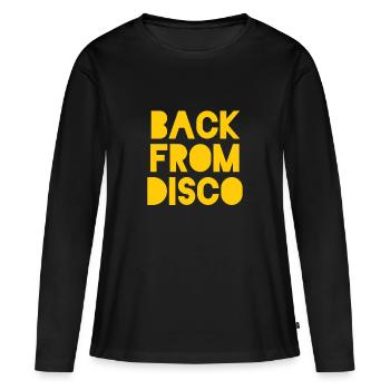 Discothèque disco disco Disco Party Party Discothèque - T-shirt manches longues Premium bio Femme - noir - Devant - Julia (174cm)