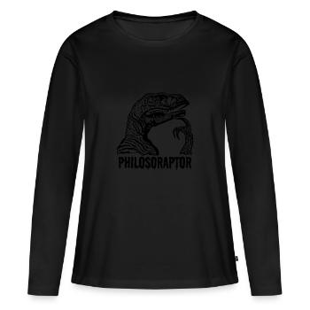 Philosoraptor Velociraptor penseur de dinosaure pose - T-shirt manches longues Premium bio Femme - noir - Devant - Julia (174cm)