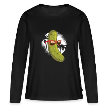 Concombre - Concombre cool - T-shirt manches longues Premium bio Femme - noir - Devant - Julia (174cm)