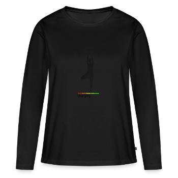 Yoga Pose – Loading Bar for Body & Soul - Women's Premium Organic Long Sleeve Shirt - black - Front - Julia (174cm)