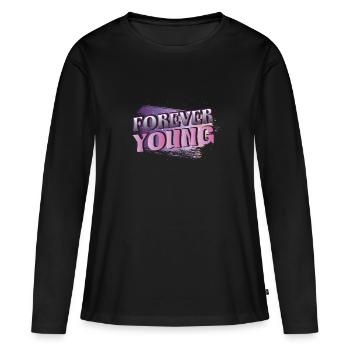 Toujours jeune, qui ne connaît pas le souhait - T-shirt manches longues Premium bio Femme - noir - Devant - Julia (174cm)