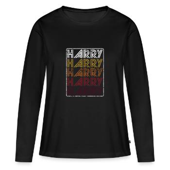Cadeau de détresse Harry rétro Motif Motif - T-shirt manches longues Premium bio Femme - noir - Devant - Julia (174cm)