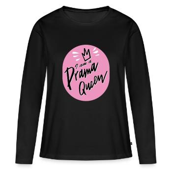 Je suis une reine du drame - T-shirt manches longues Premium bio Femme - noir - Devant - Julia (174cm)