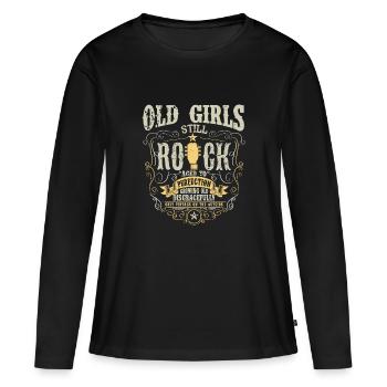 Old girls still rock aged to perfection guitar - Women's Premium Organic Long Sleeve Shirt - black - Front - Julia (174cm)
