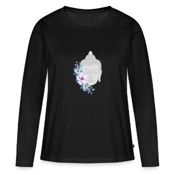 Buddha - Frauen Premium Bio Langarmshirt - Schwarz - Vorne - Julia (174cm)