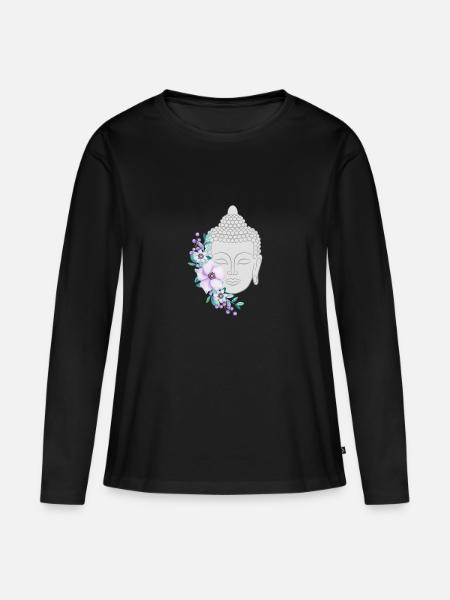 Buddha - Frauen Premium Bio Langarmshirt - Schwarz