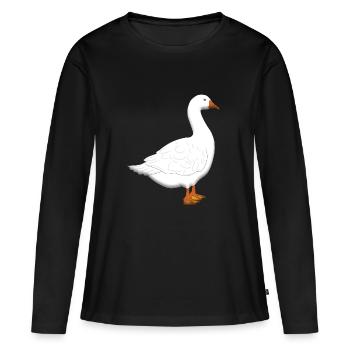 gans - Frauen Premium Bio Langarmshirt - Schwarz - Vorne - Julia (174cm)