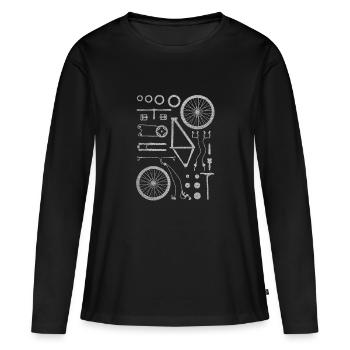 T-shirt de vélo éclaté de vélo - T-shirt manches longues Premium bio Femme - noir - Devant - Julia (174cm)