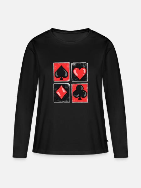 Spielkarte Kartenspiel Poker Black Jack Geschenk - Frauen Premium Bio Langarmshirt - Schwarz