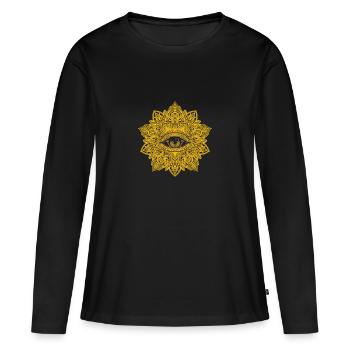 All Seeing Eye - Mandala - Women's Premium Organic Long Sleeve Shirt - black - Front - Julia (174cm)