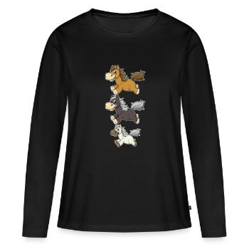 Selle d'équitation de cheval de poney - T-shirt manches longues Premium bio Femme - noir - Devant - Julia (174cm)