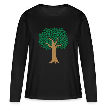 Baum - Frauen Premium Bio Langarmshirt - Schwarz - Vorne - Julia (174cm)