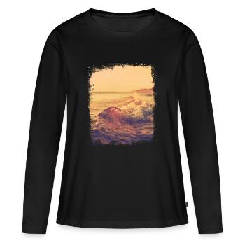 Vague plate au soleil - T-shirt manches longues Premium bio Femme - noir - Devant - Julia (174cm)