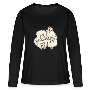 Troupeau de moutons troupeau d'agneau laine horde - T-shirt manches longues Premium bio Femme - noir - Devant - Julia (174cm)