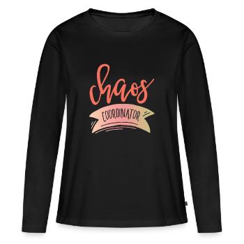 COORDONNATEUR du chaos - T-shirt manches longues Premium bio Femme - noir - Devant - Julia (174cm)