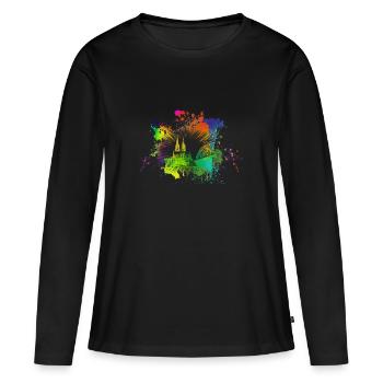 Cathédrale de Cologne Cologne - T-shirt manches longues Premium bio Femme - noir - Devant - Julia (174cm)