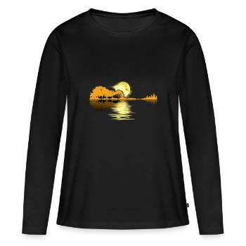 Guitar Lake Shadow Love Guitar T Shirt - Women's Premium Organic Long Sleeve Shirt - black - Front - Julia (174cm)