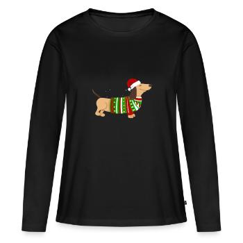 Weihnachten Dackel Dachshund Geschenkidee - Frauen Premium Bio Langarmshirt - Schwarz - Vorne - Julia (174cm)