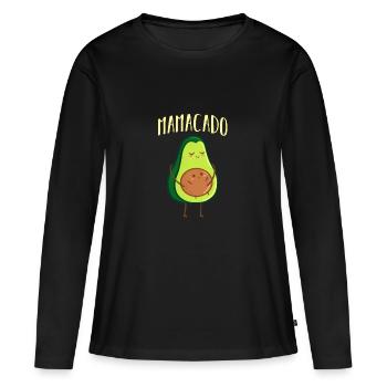 Annonce de grossesse Mamacado - T-shirt manches longues Premium bio Femme - noir - Devant - Julia (174cm)